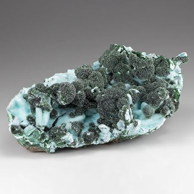 Chrysocolla pseudomorph with Malachite, Quartz