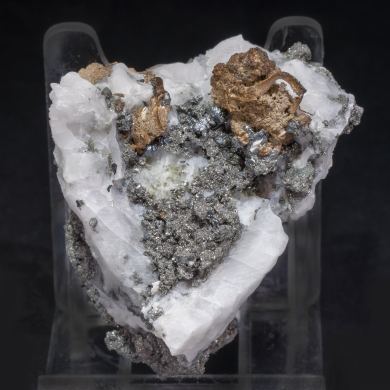Silver with Acanthite and Calcite