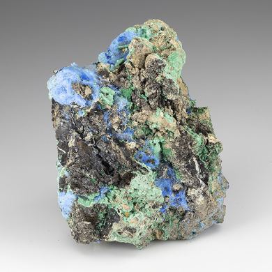 Cyanotrichite with Malachite