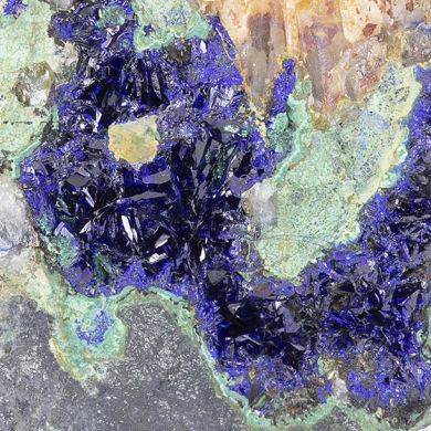Azurite with Malachite, Chrysocolla