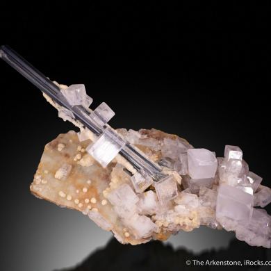 Baryte on Stibnite