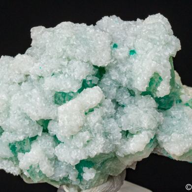 Calcite on Dioptase in Calcite