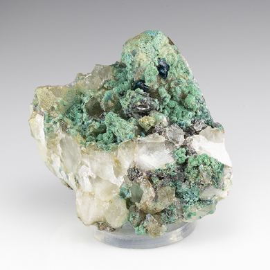 Veszelyite with Malachite, Quartz, Chrysocolla