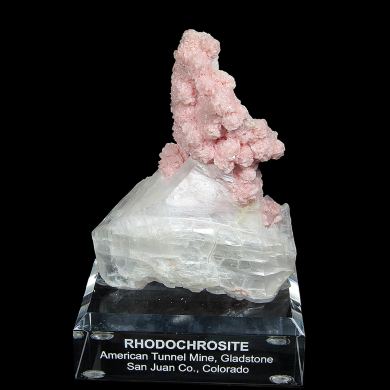 Rhodochrosite on Gypsum (var: Selenite)