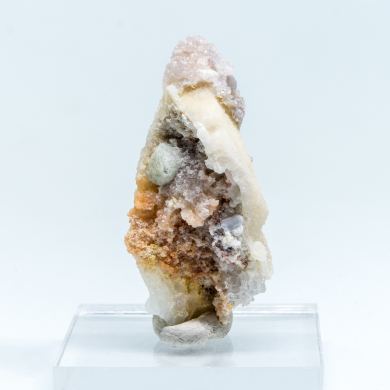 Quartz ps. Calcite with Fluorite