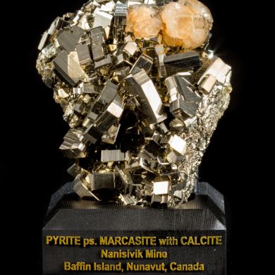 Pyrite Pseudomorph of Marcasite w/ Calcite from Canada