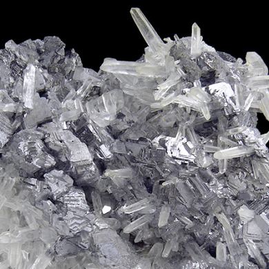 Galena - spinel law twin, Quartz