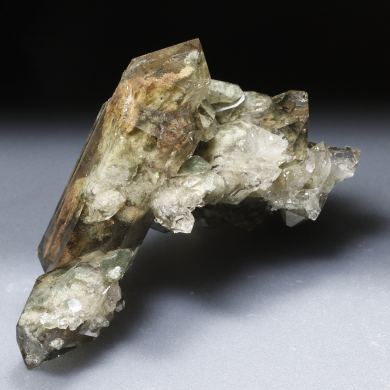 Quartz (variety smoky) with inclusions and Chlorite