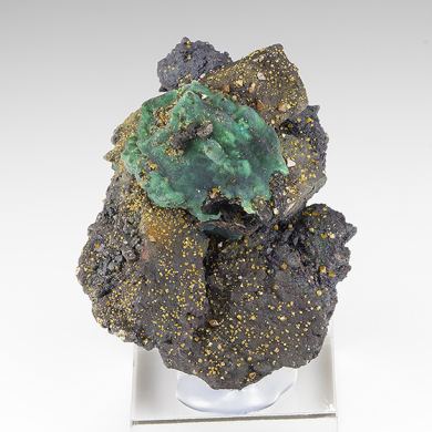 Malachite-after-Azurite with Wulfenite