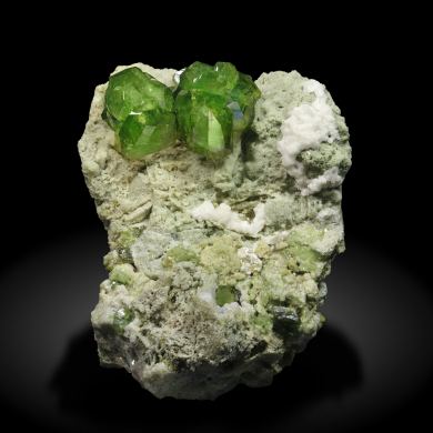 Andradite (variety demantoid) with Calcite