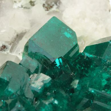 Dioptase on Calcite (classic material)