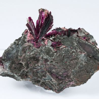 Erythrite with Quartz on Skutterudite