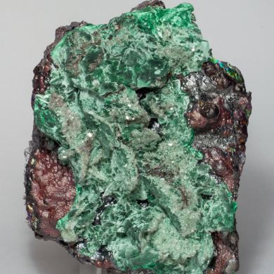 Malachite after Azurite with Baryte and Goethite