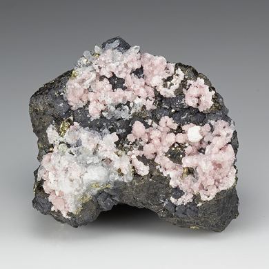 Rhodochrosite with Quartz, Pyrite