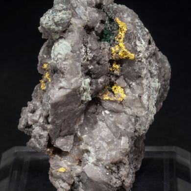 Gold with Quartz, Malachite and Chrysocolla