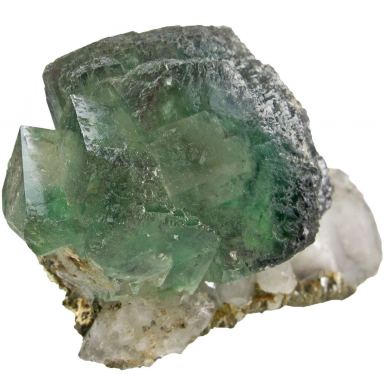 Fluorite With Chalcopyrite on Quartz