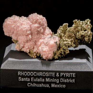 Rhodochrosite on Pyrite from Mexico