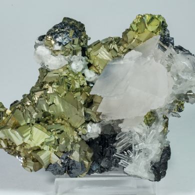 Pyrite with Calcite, Sphalerite and Quartz