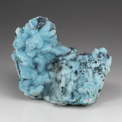 Chrysocolla pseudomorph with Malachite, Quartz